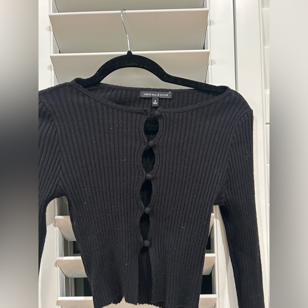 Kendall & Kylie Black Button-Up Top